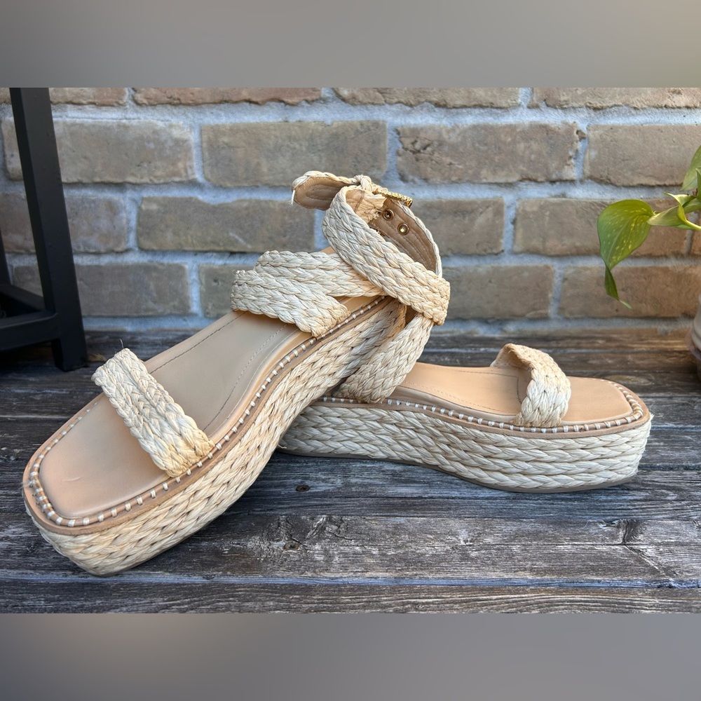Ulla Johnson Gemma Natural Raffia Woven Flatform Flatform Sandals 41 10
